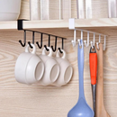 Kit Organizador Suporte 34cm +Porta Taça Suspensa De Armário Aço Preto Fosco