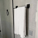 Toalheiro Duplo com Ventosa 45cm Preto Fosco