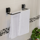 Toalheiro Duplo com Ventosa 45cm Preto Fosco