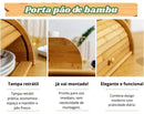 Porta Pão em Bambu com Tampa Retrátil JÁ MONTADO