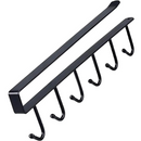 Kit Organizador Suporte 34cm +Porta Taça Suspensa De Armário Aço Preto Fosco