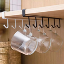 Kit Organizador Suporte 34cm +Porta Taça Suspensa De Armário Aço Preto Fosco