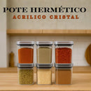 Kit Potes Herméticos Acrílico Cristal 200ml Empilháveis | Organizador de Alimentos com Vedação Premium