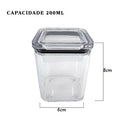 Kit Potes Herméticos Acrílico Cristal 200ml Empilháveis | Organizador de Alimentos com Vedação Premium