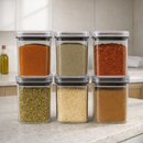 Kit Potes Herméticos Acrílico Cristal 200ml Empilháveis | Organizador de Alimentos com Vedação Premium