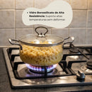 Panela de Vidro Borossilicato 2,5L com Tampa e Alças de Aço Inox