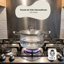Panela de Vidro Borossilicato 2,5L com Tampa e Alças de Aço Inox