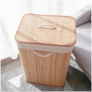 Cesto de Roupa Suja em Bambu com Tampa e Saco Removível – 42x30x60cm