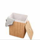 Cesto de Roupa Suja em Bambu com Tampa e Saco Removível – 42x30x60cm