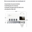 Porta Escova de Dente com Esterilizador UV + Espremedor Automático de Pasta | Solar + USB