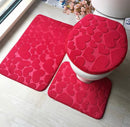 Kit Tapete de Banheiro 3 Peças Memory Foam – Textura 3D | Várias Cores