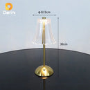 Luminária Retrô de Mesa LED Recarregável com Cúpula Transparente e Controle por Toque Dourada