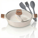 Panela Dupla Divisória Antiaderente + Kit Utensílios em Silicone