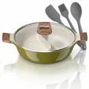 Panela Dupla Divisória Antiaderente + Kit Utensílios em Silicone