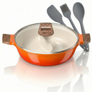 Panela Dupla Divisória Antiaderente + Kit Utensílios em Silicone