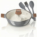 Panela Dupla Divisória Antiaderente + Kit Utensílios em Silicone
