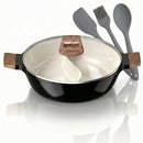 Panela Dupla Divisória Antiaderente + Kit Utensílios em Silicone