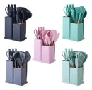 Kit Cozinha Premium 19 Peças™ | Utensílios em Silicone com Facas, Tábua e Suporte Organizador