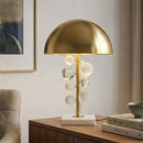 Abajur esferas em metal com base em mármore dourado Bivolt 59x34 cm