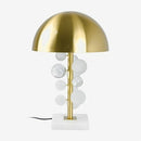 Abajur esferas em metal com base em mármore dourado Bivolt 59x34 cm