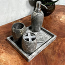 Conjunto de Banheiro em Mármore Natural Cinza - 5 peças