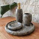 Conjunto de Banheiro em Mármore Natural Cinza - 4 peças