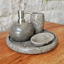 Conjunto de Banheiro em Mármore Natural Cinza - 4 peças
